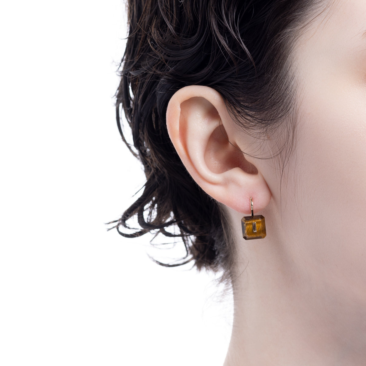 【受注予約】BIRD OF PARADISE ネイキッド ストーン フック ピアス / タイガーアイ