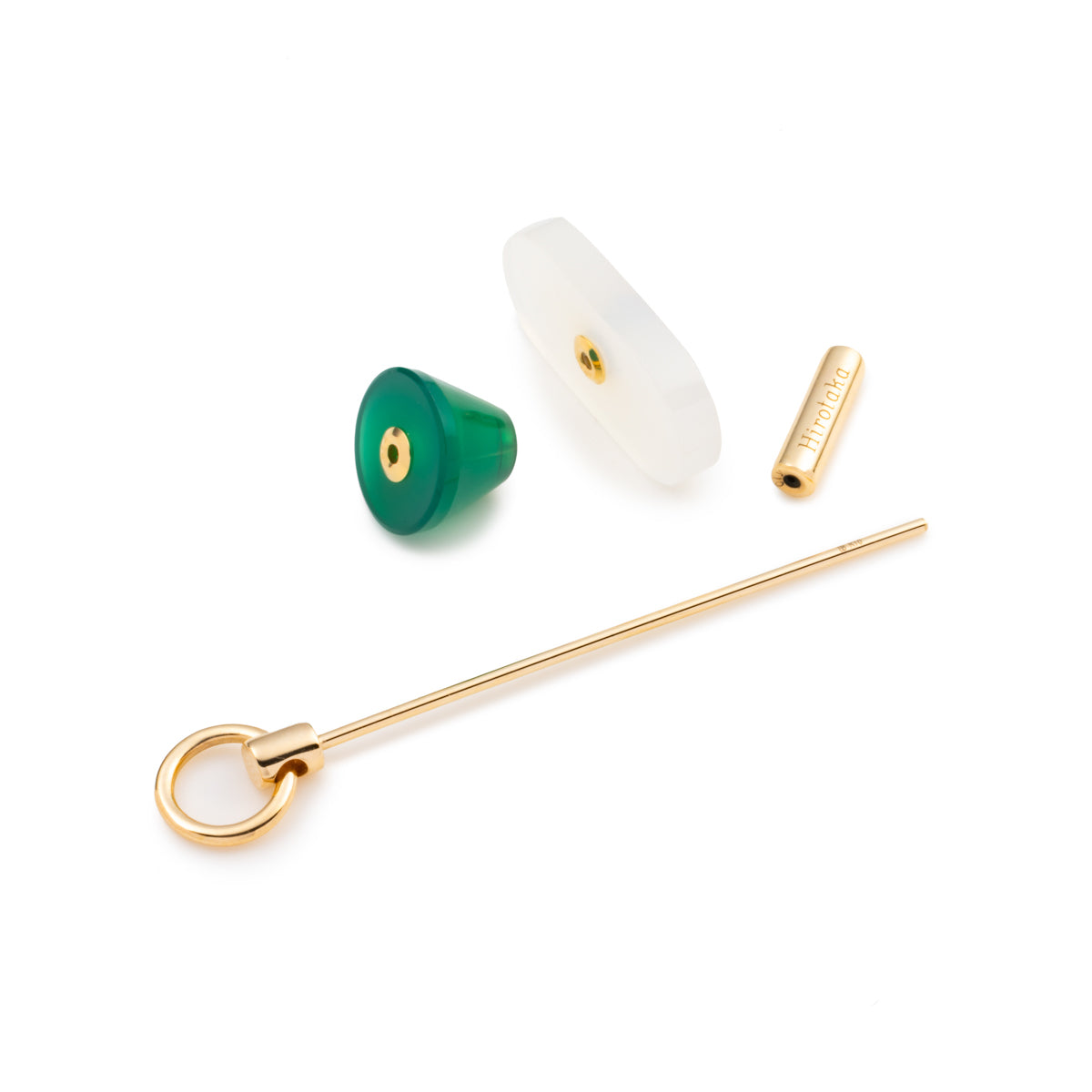 SPEAR ドアノッカー ピアス Lサイズ / ホワイトカルセドニー&グリーンアゲート