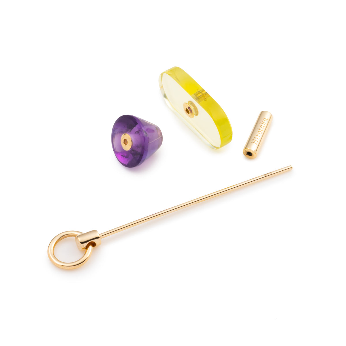 SPEAR ドアノッカー ピアス Lサイズ / レモンクォーツ&アメジスト