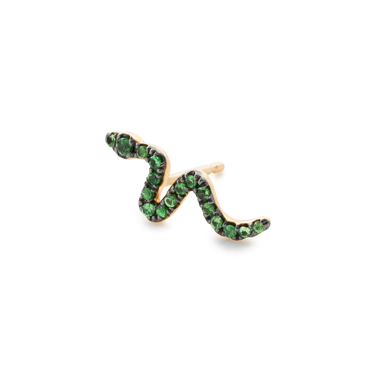 SNAKE KNOT グリーンガーネット ピアス ブラックルテニウム