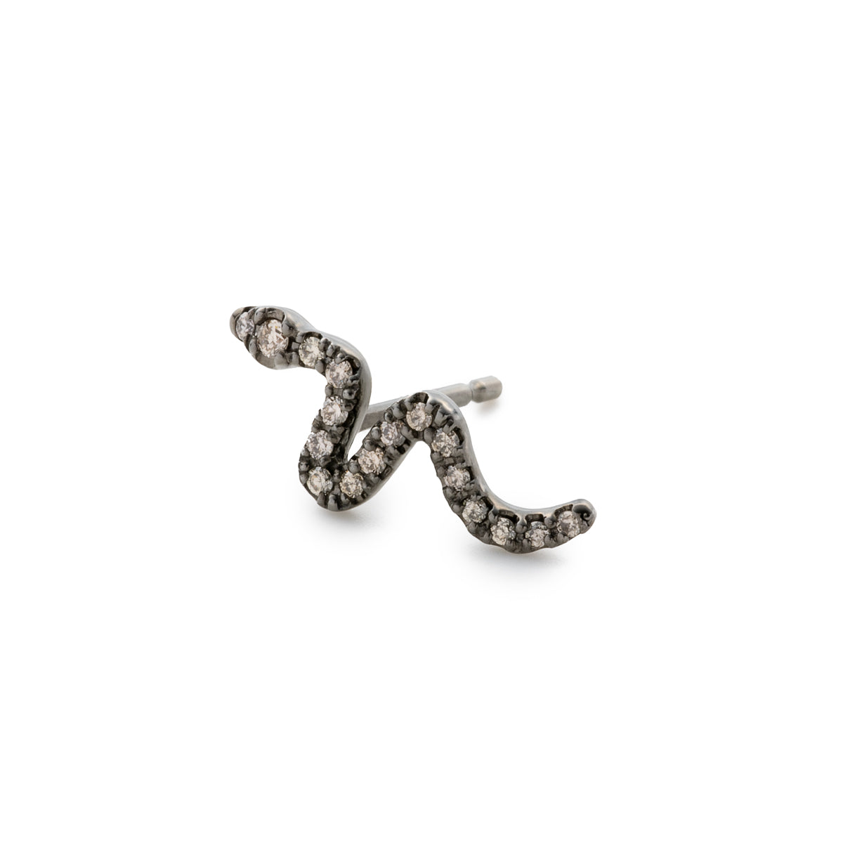 SNAKE KNOT ダイヤモンド ピアス ブラックルテニウム