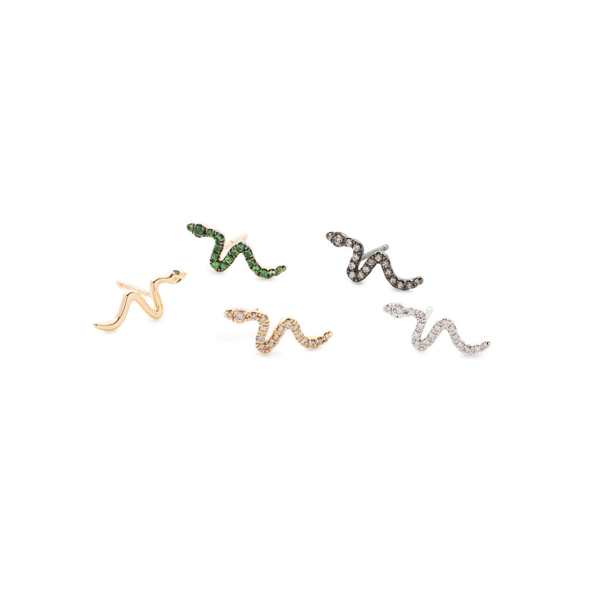 SNAKE KNOT グリーンガーネット ピアス ブラックルテニウム