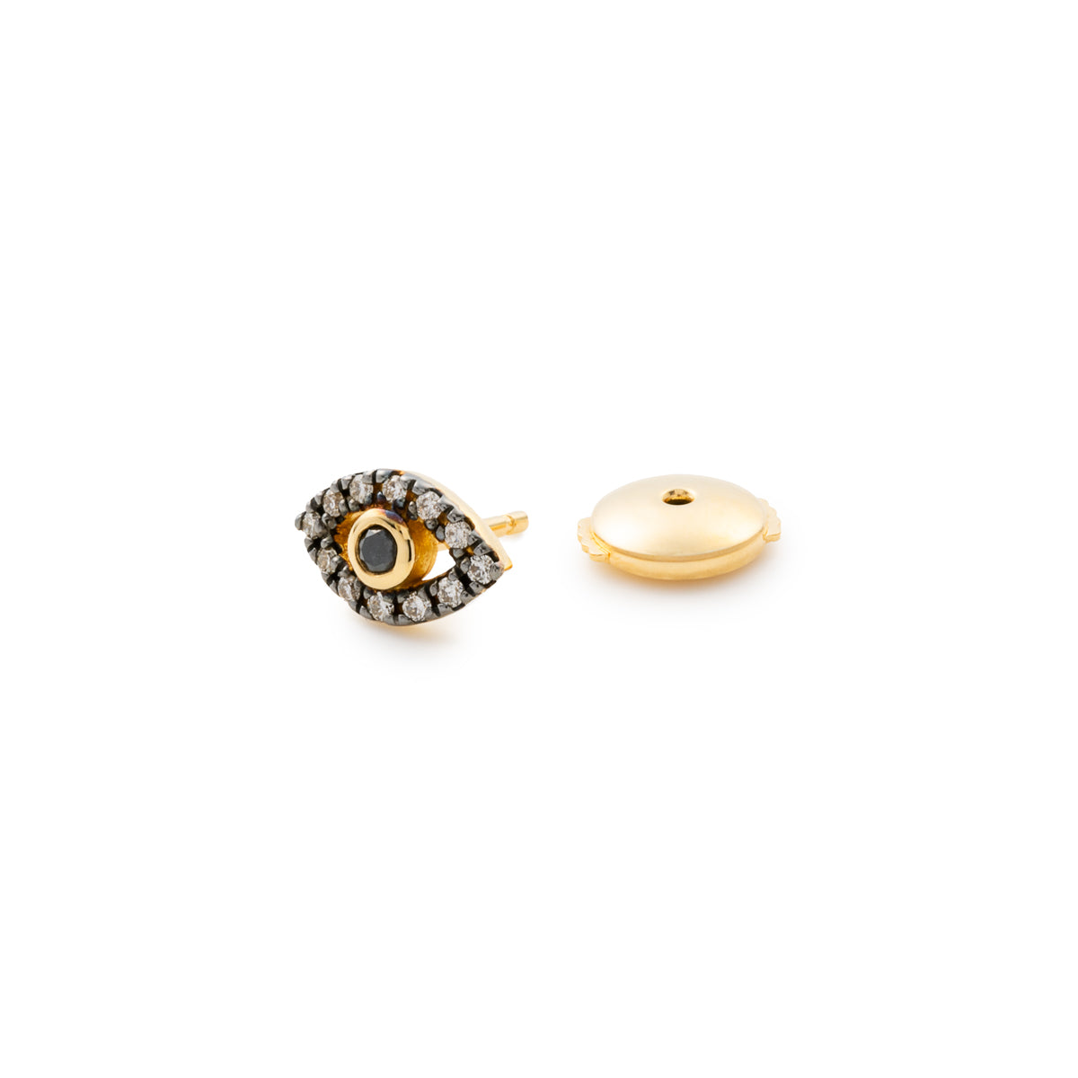 K18 EVIL EYE ブラックダイヤモンド ピアス ブラックルテニウム
