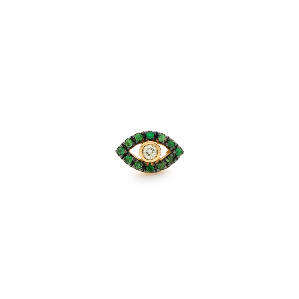 K18 EVIL EYE ダイヤモンド グリーンガーネット ピアス ブラックルテニウム