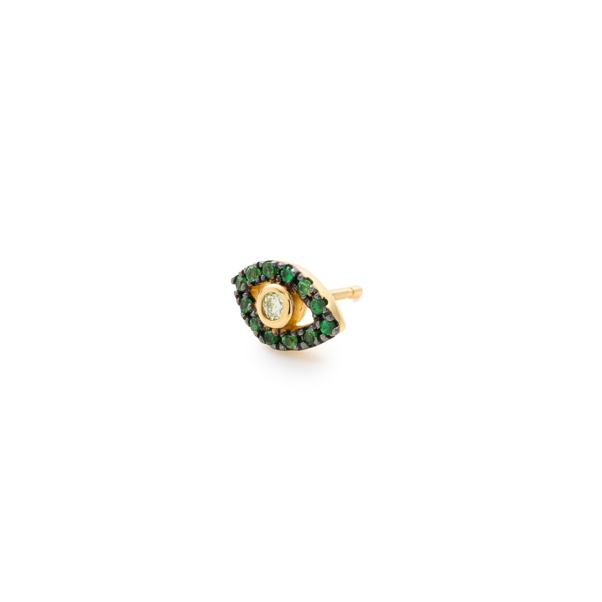 K18 EVIL EYE ダイヤモンド グリーンガーネット ピアス ブラックルテニウム