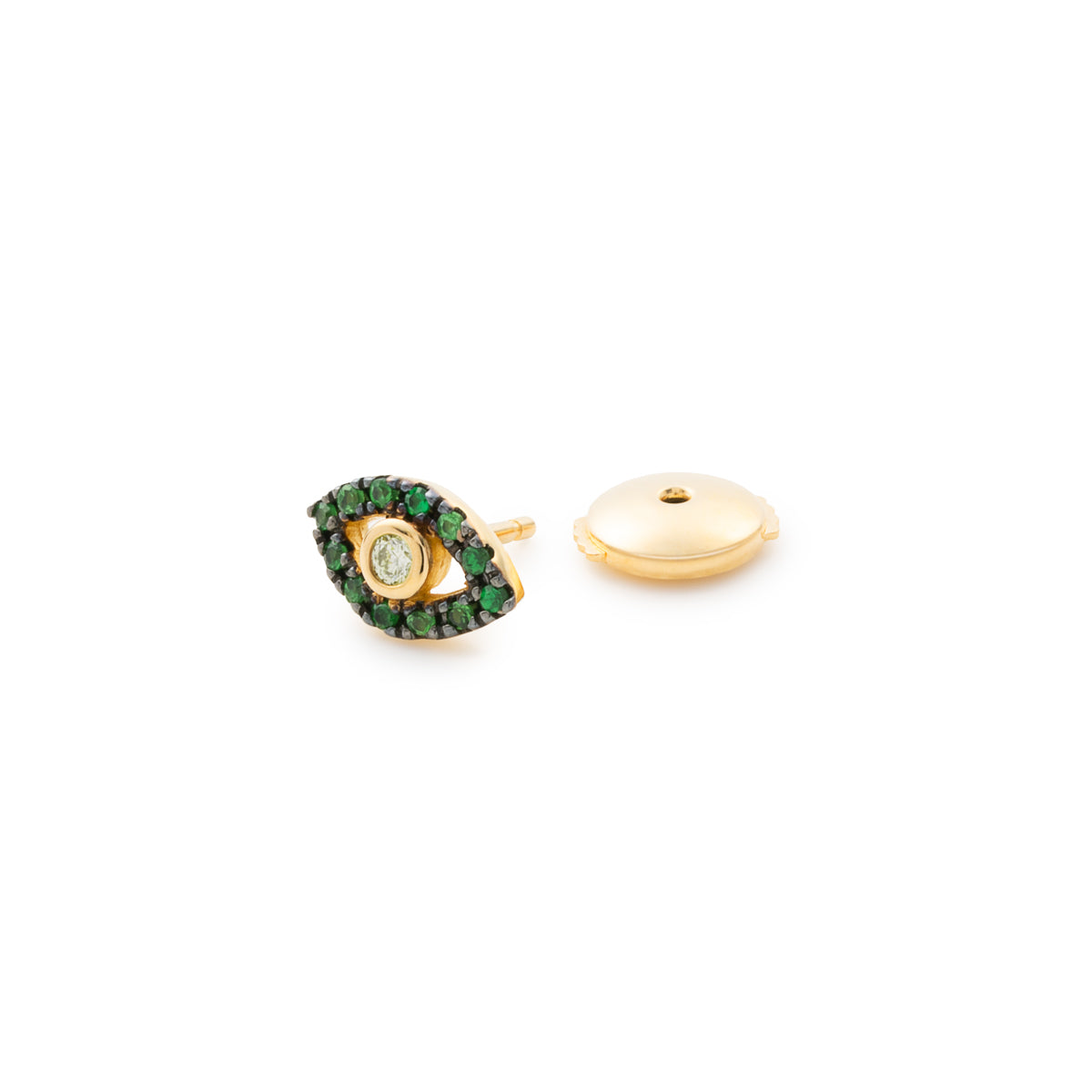 K18 EVIL EYE ダイヤモンド グリーンガーネット ピアス ブラックルテニウム