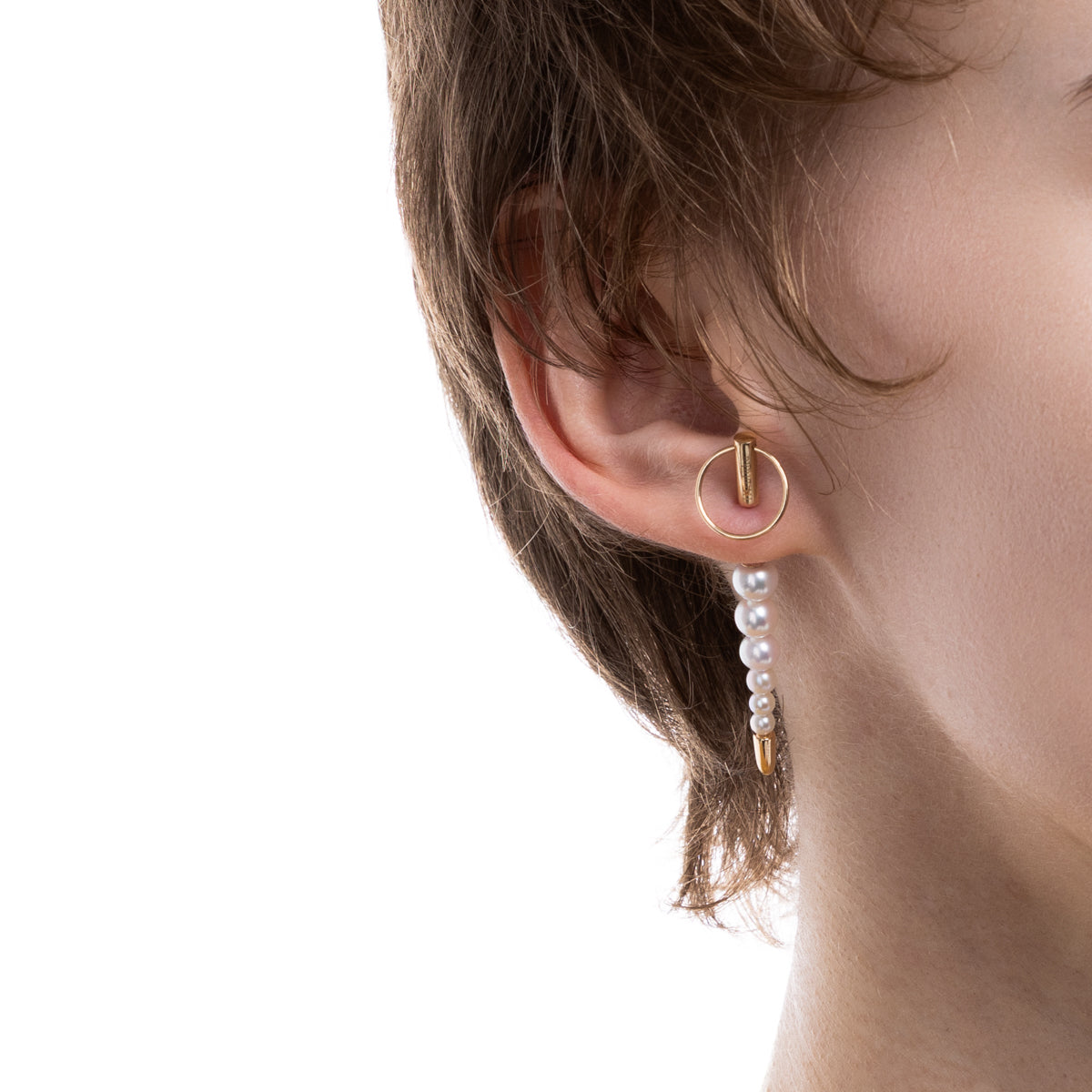 PUNCTURE バック スピア ドアノッカー アコヤパール ピアス Mサイズ