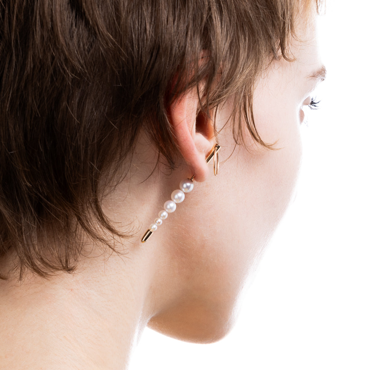 PUNCTURE バック スピア ドアノッカー アコヤパール ピアス Mサイズ