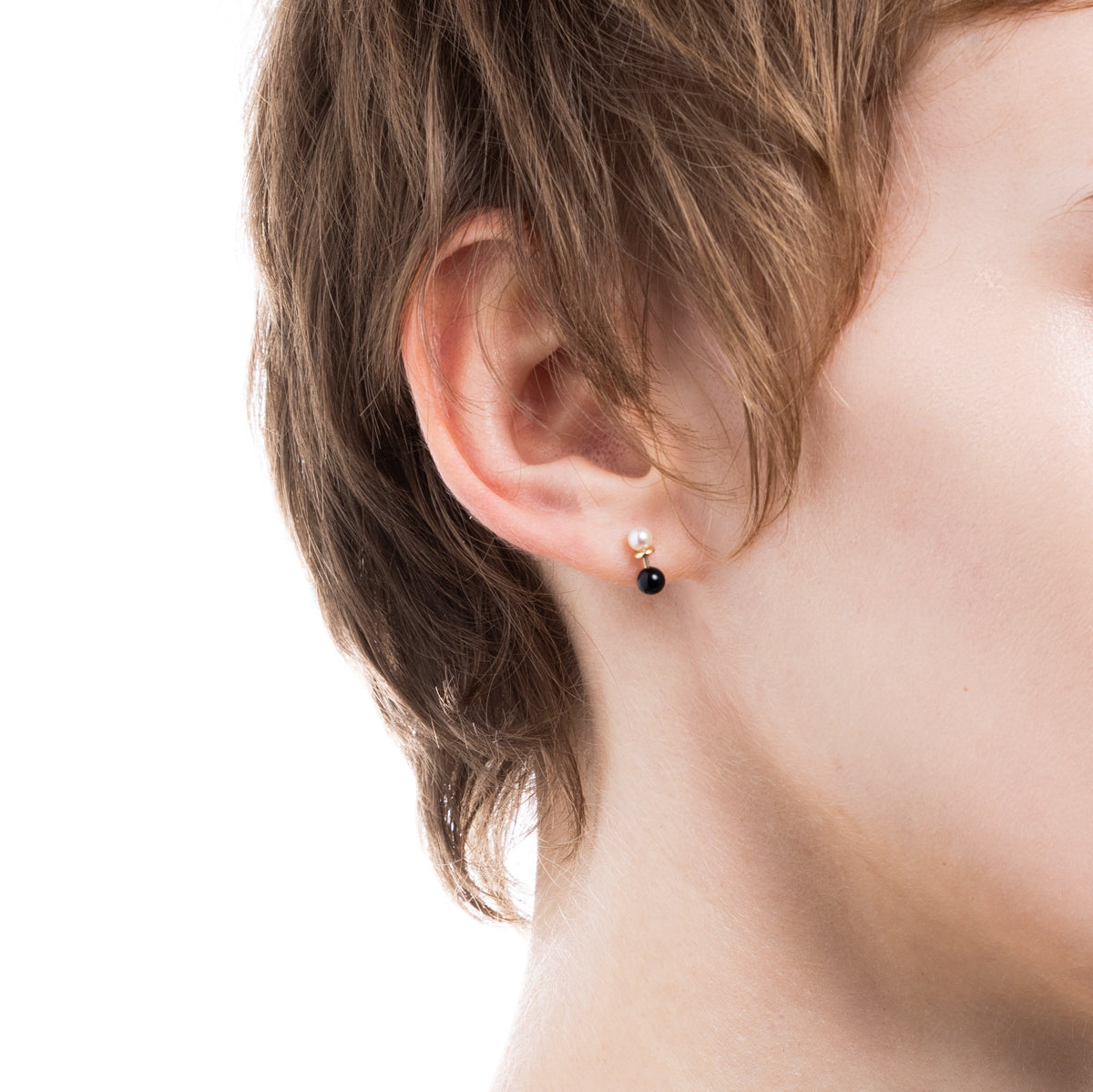HONEY ANT アコヤパール オニキス ピアス