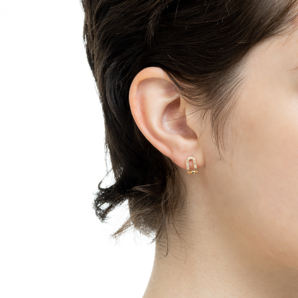 Beluga オブロング ダイヤモンド ピアス