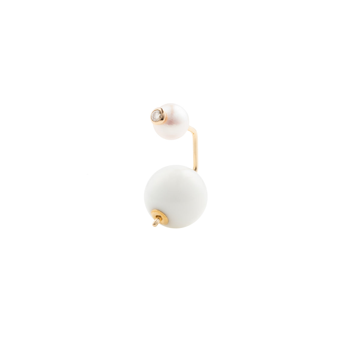 Beluga パール ダイヤモンド ピアス / ホワイトアゲート キャッチ