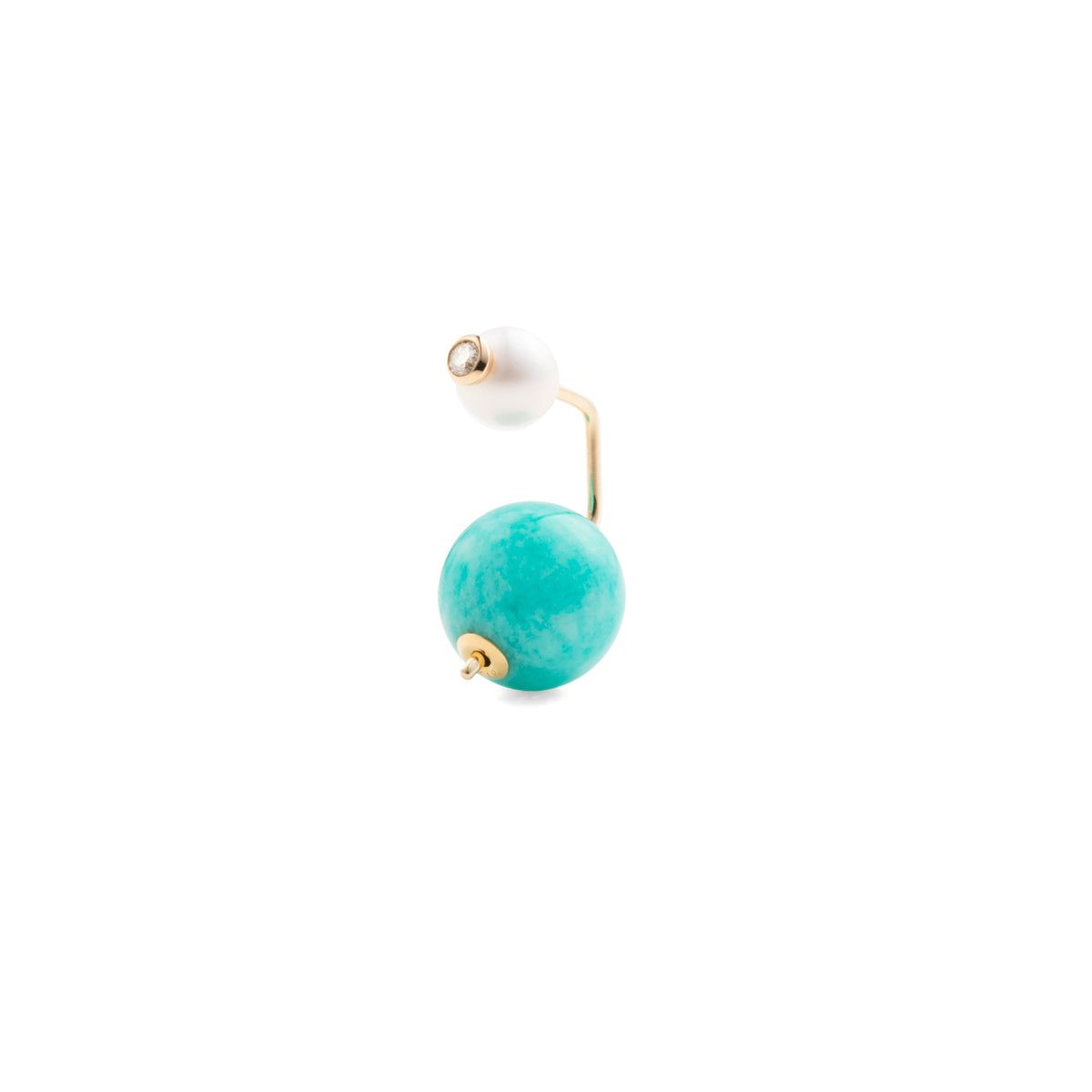 Beluga パール ダイヤモンド ピアス / アマゾナイト キャッチ