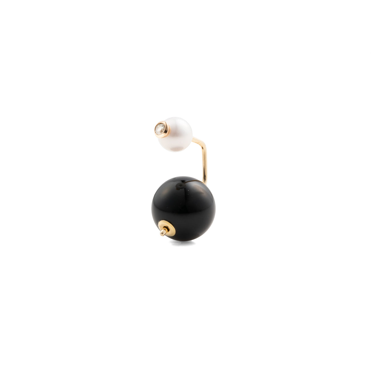 Beluga パール ダイヤモンド ピアス / オニキス キャッチ