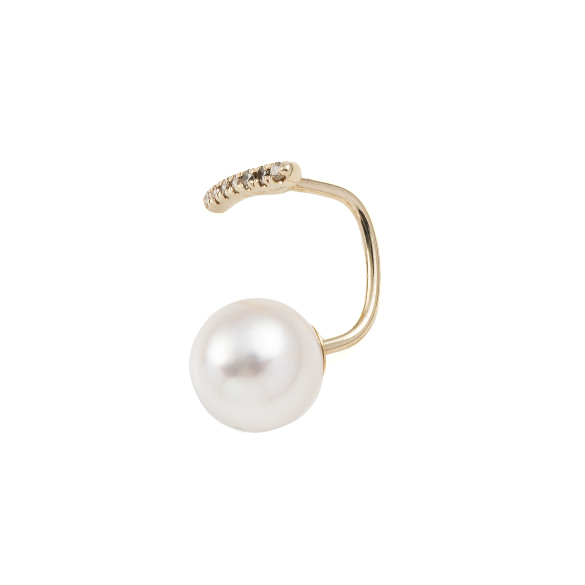 ショートバー ダイヤモンド ピアス / パール キャッチ