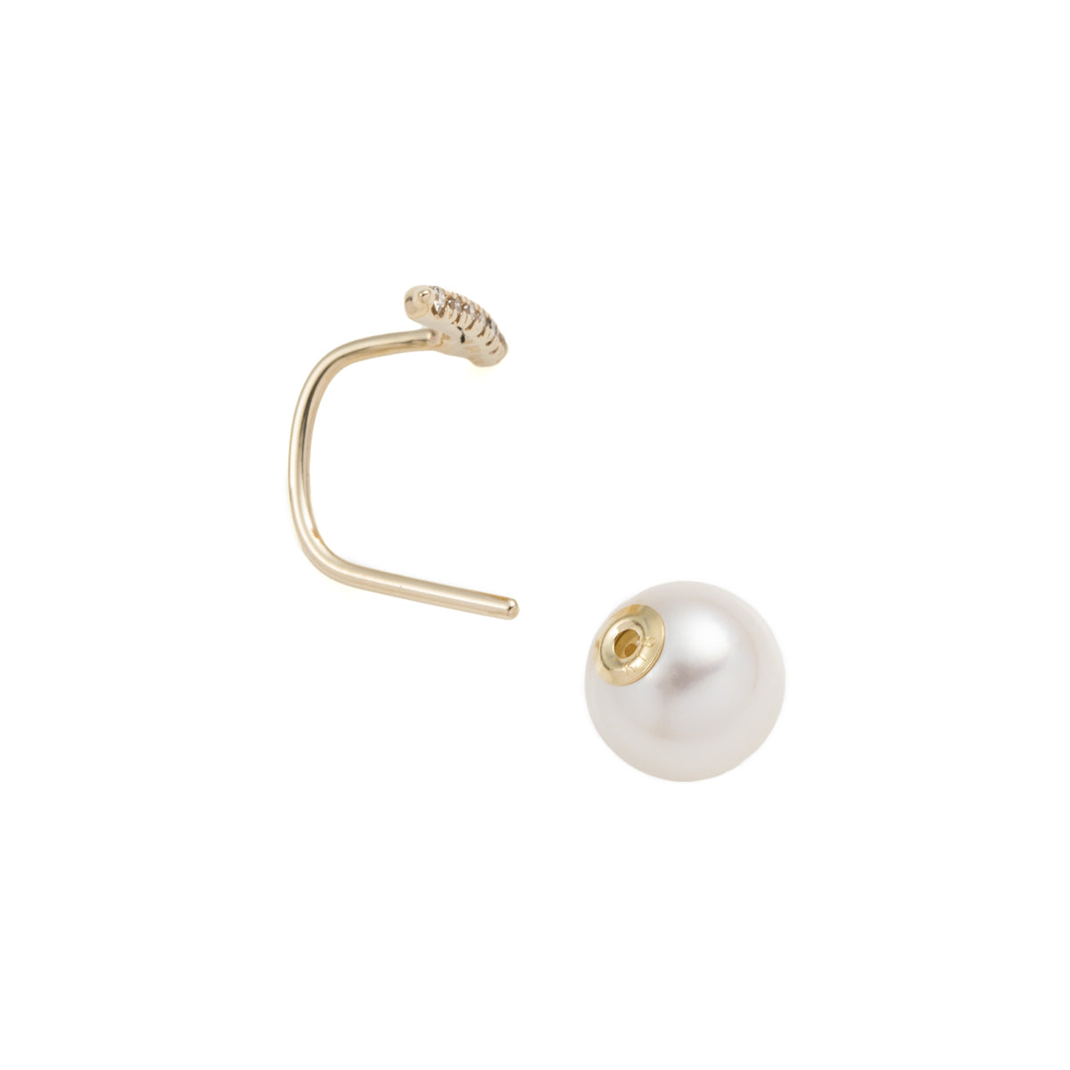 ショートバー ダイヤモンド ピアス / パール キャッチ