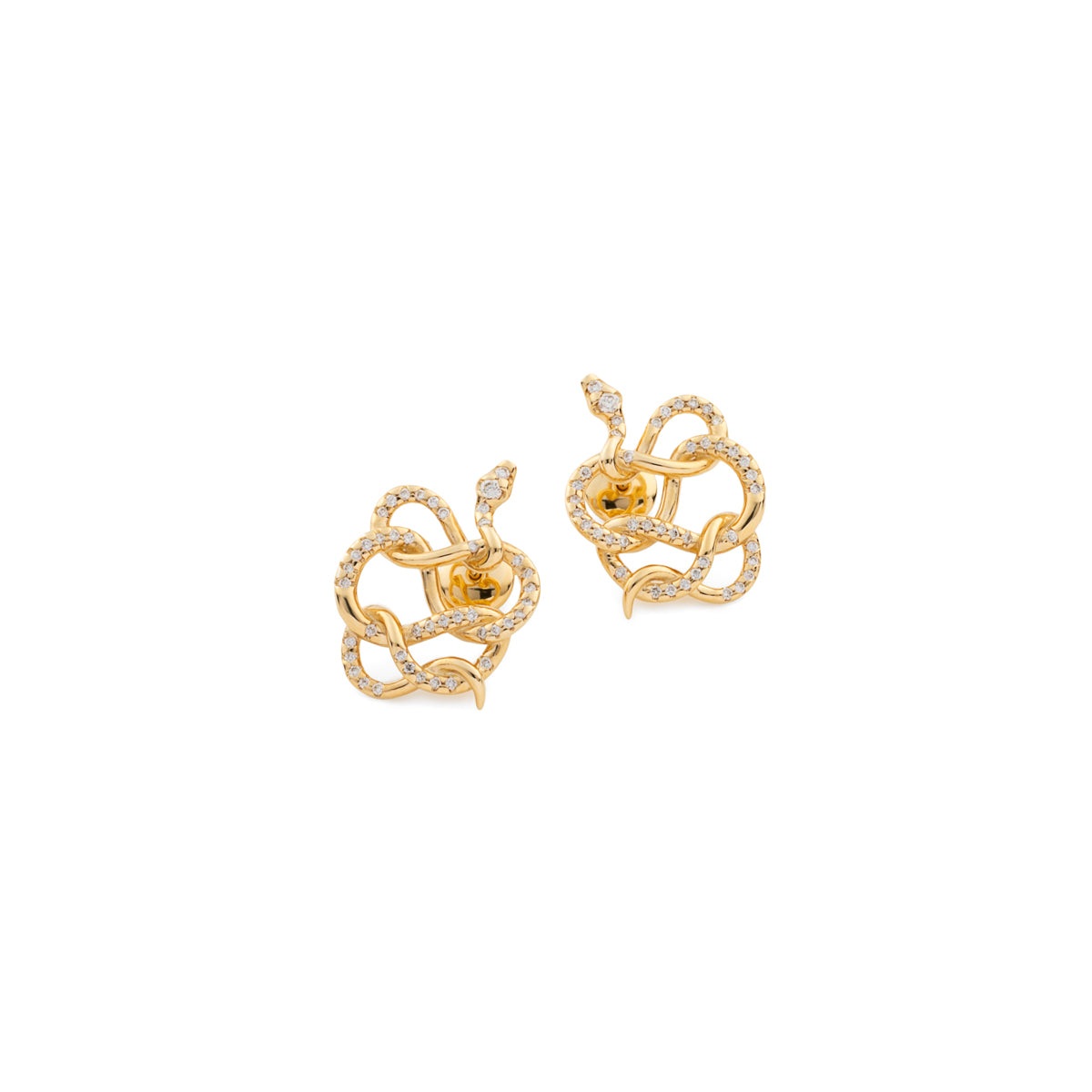 K18 "Snake Knot" ダイヤモンド ピアス