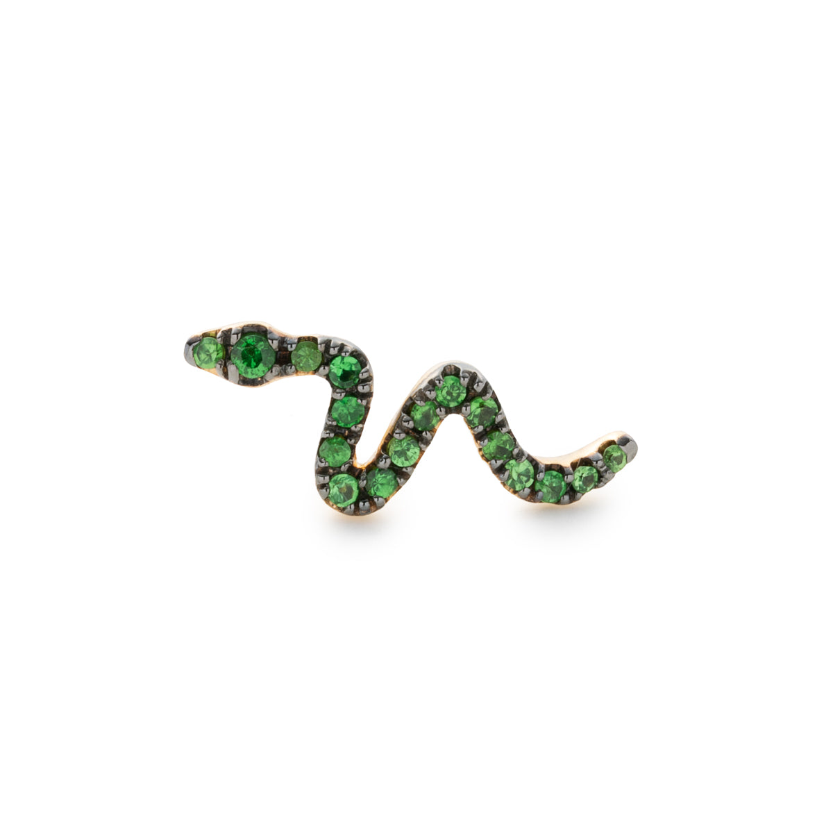 SNAKE KNOT グリーンガーネット ピアス ブラックルテニウム