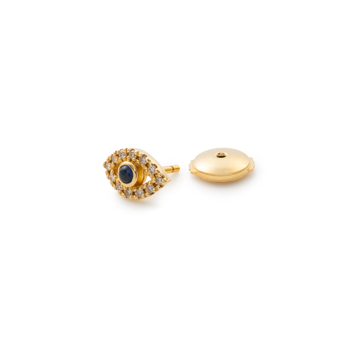K18 EVIL EYE ブルーサファイア ダイヤモンド ピアス