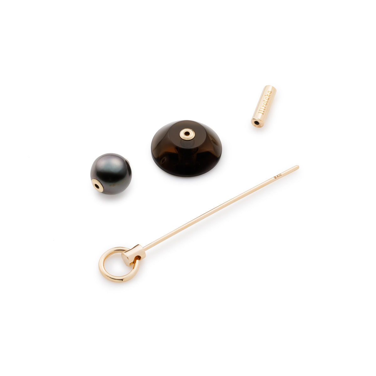 SPEAR ドアノッカー ピアス Lサイズ / スモーキークォーツ&タヒチパール