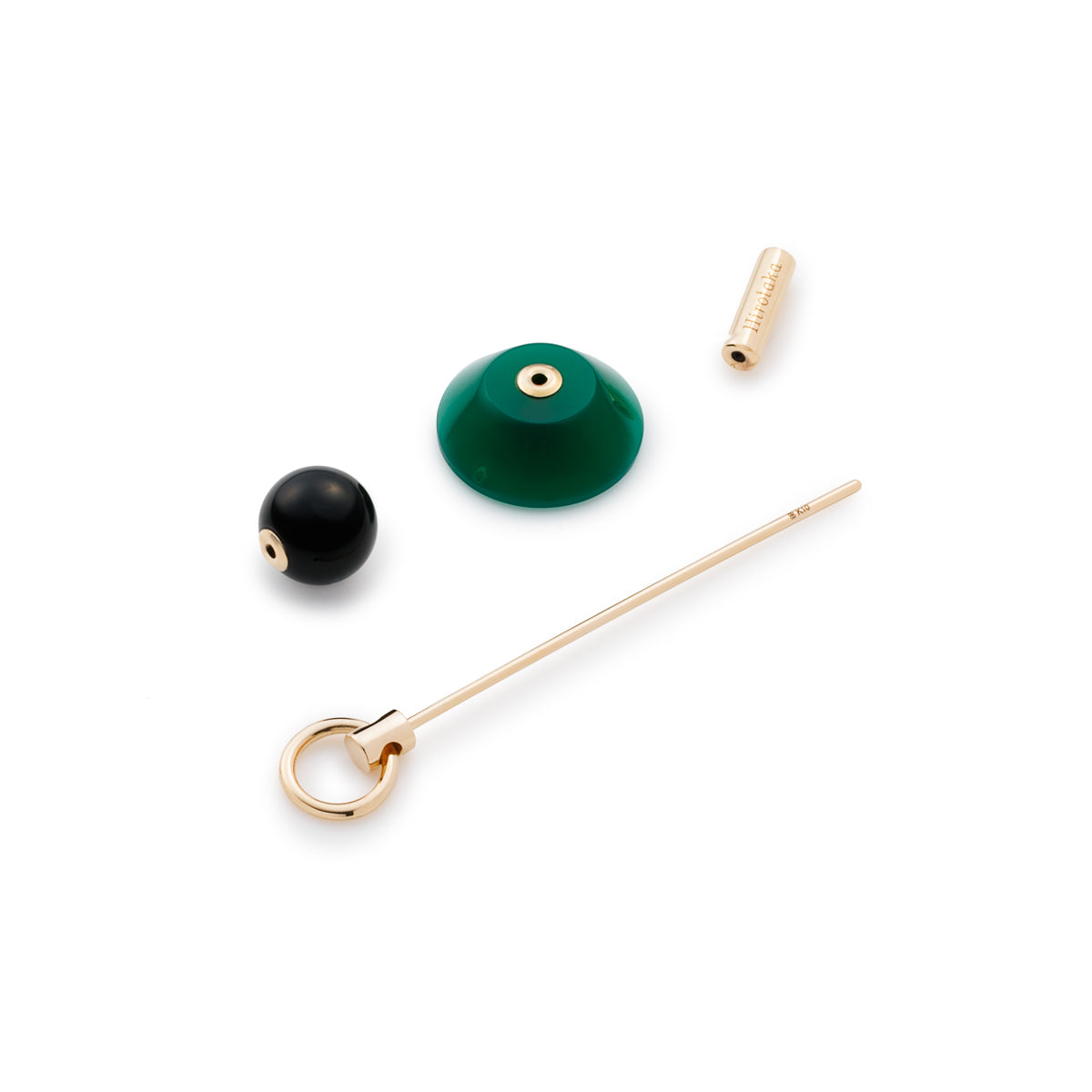 SPEAR ドアノッカー ピアス Lサイズ / グリーンアゲート&オニキス