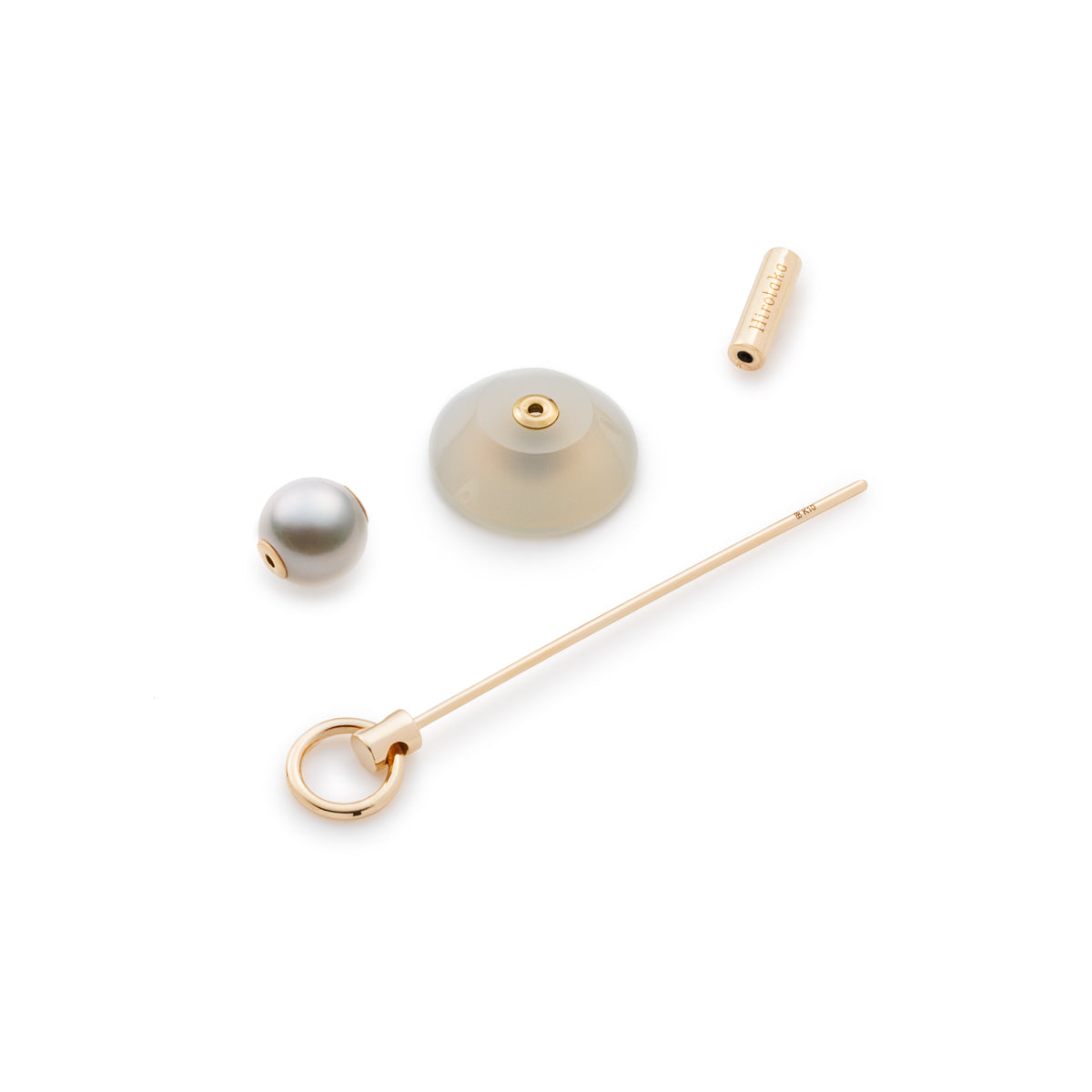 SPEAR ドアノッカー ピアス Lサイズ / ホワイトカルセドニー&アコヤパール