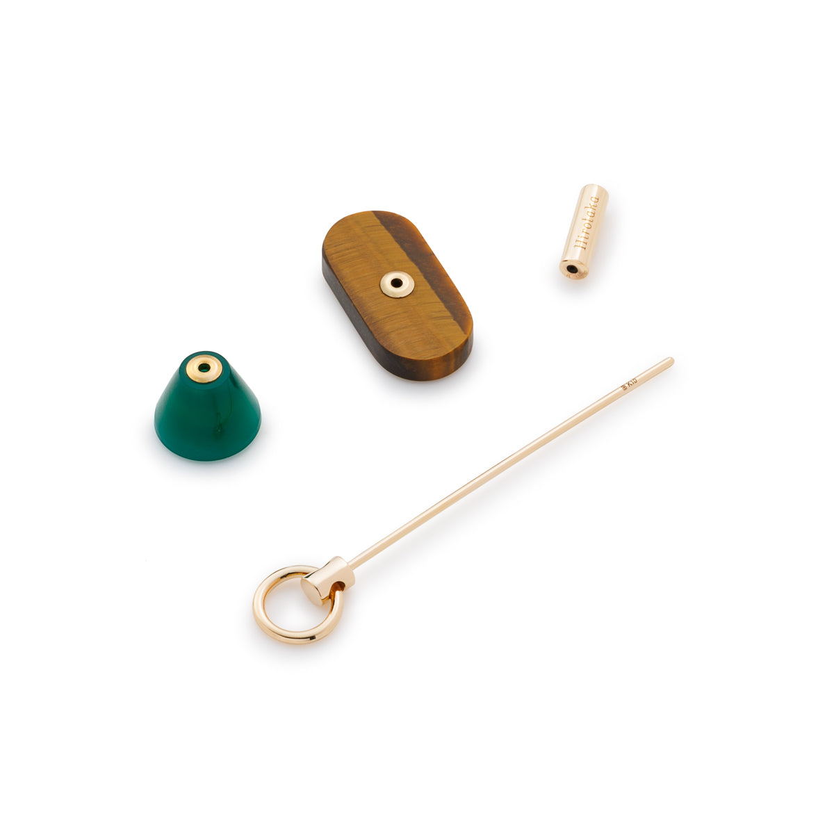 SPEAR ドアノッカー ピアス Lサイズ / タイガーアイ&グリーンアゲート