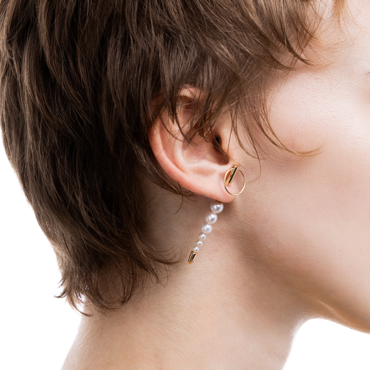 PUNCTURE バック スピア ドアノッカー アコヤパール ピアス Mサイズ