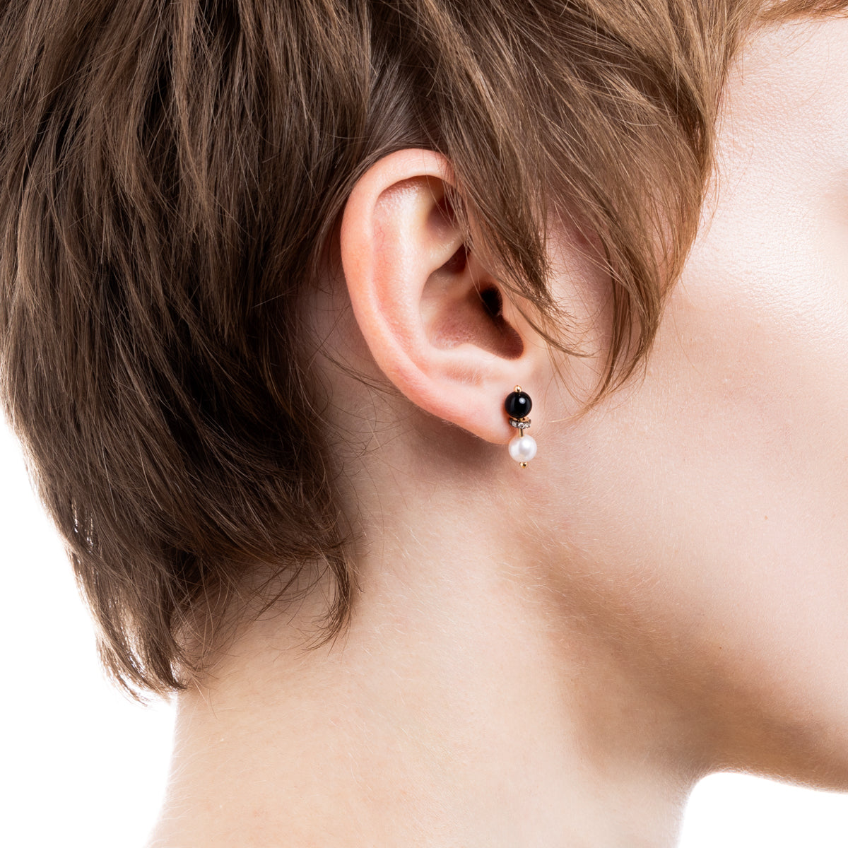 HONEY ANT ダイヤモンド アコヤパール オニキス ピアス