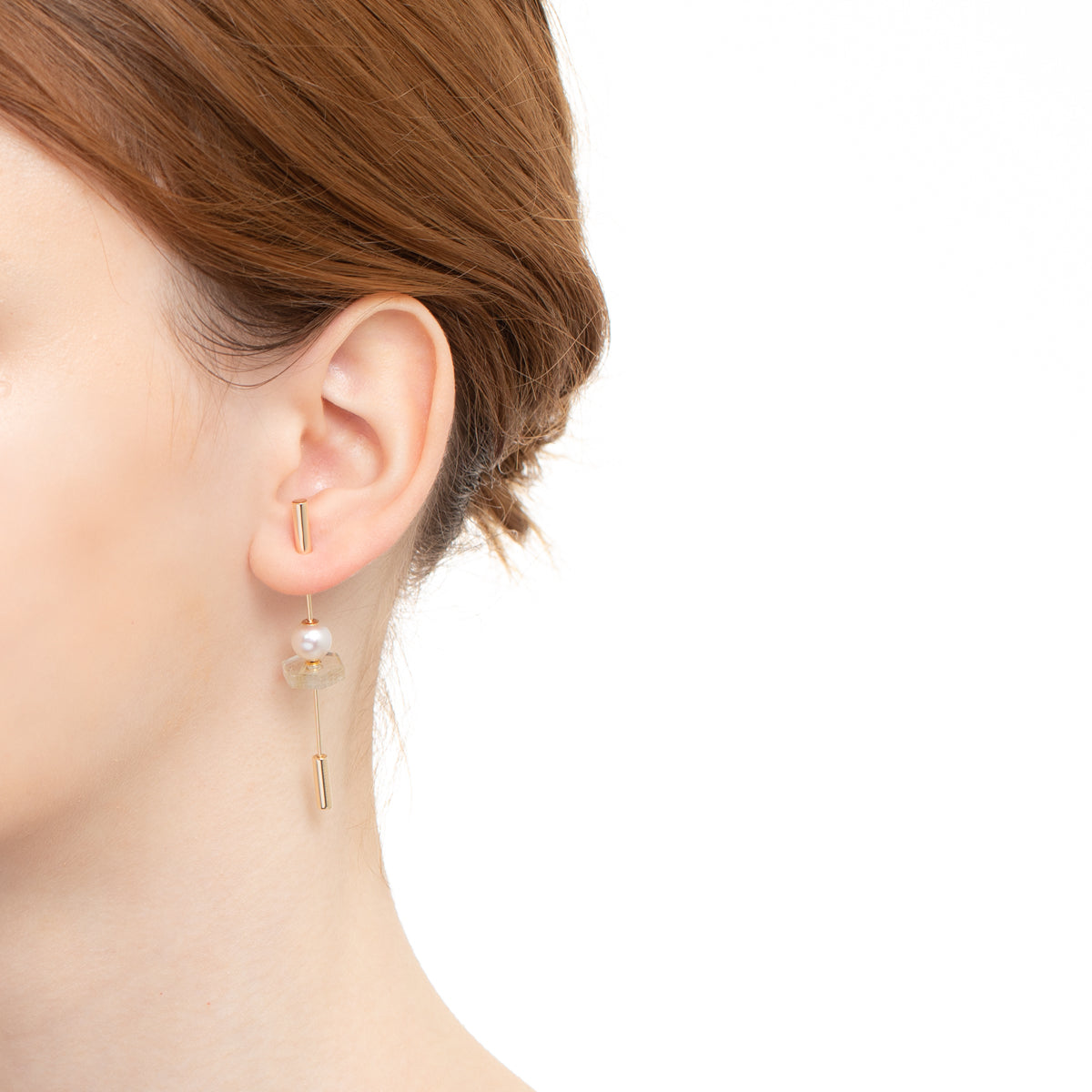 hirotaka】 スピアピアス アコヤパール スモ ーキークオーツ Spear